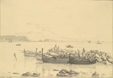 La bahía de Nápoles con el Vesubio al fondo