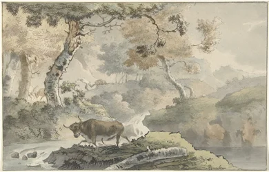 Paisaje de bosque con toro