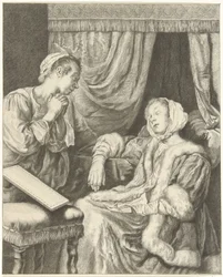 Interior con dos mujeres dama en impotencia