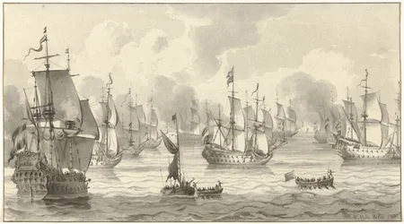 Seascape con flota de guerra