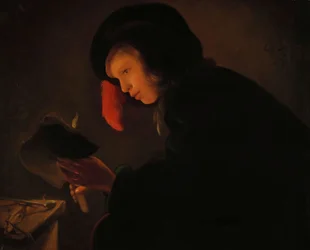 Joven a la luz de las velas