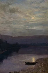 Salida de la luna por el Solevatne (óleo sobre lienzo)