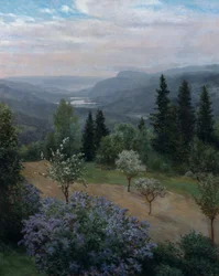 Primavera en el jardín (óleo sobre lienzo)