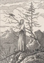 Mujer con un Cuervo Die Frau mit dem Raben am Abgrund, probablemente 1803