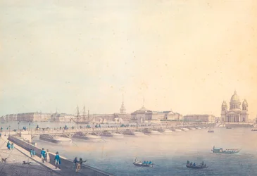 Vista del Puente de San Isaac en Petersburgo, antes de 1820