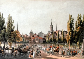 Feria de Leipzig, hacia 1810-20 (grabado)