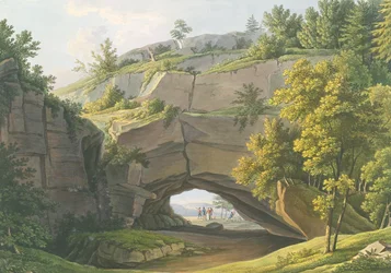 Vista de la famosa cueva Kuhstall en Suiza Sajona