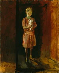 Niña con gato (óleo sobre lienzo)