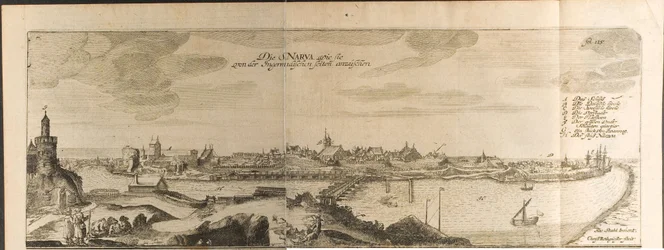 Ilustración de Narva de Viajes al Gran Duque de Moscovia y al Rey de Persia por Adam Olear