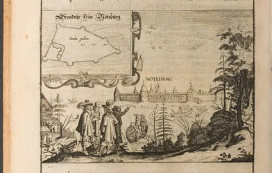 Ilustración de Nöteborg de Viajes al Gran Duque de Moscovia y al Rey de Persia por Adam Ol