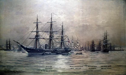 Crucero de los Estados Confederados Shenandoah en el puerto de Melbourne, Australia, 1865, c.1865