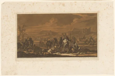 Herido en el campo de batalla Jinetes, caballos y batallas (título de la serie)