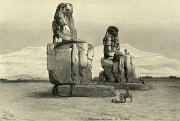 Colosos de Memnón en Tebas, Egipto, 1898