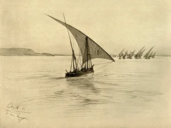Feluccas en el río Nilo, El Cairo, Egipto