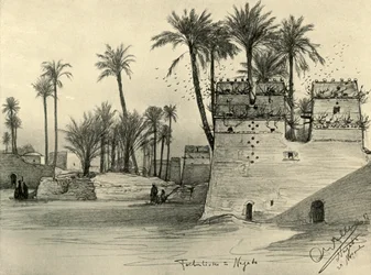 Casas en Nagada, Egipto, 1898