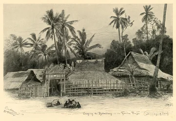Kampong cerca de Jomblang, Semarang, Java, 1898