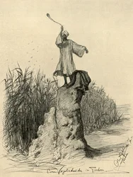 Hombre espantando pájaros, Tebas, Egipto