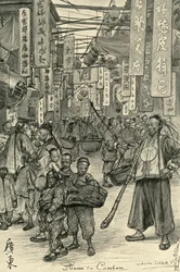 Escena de calle, Cantón, China