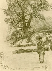 Mujer con parasol, Nagasaki, Japón, 1898