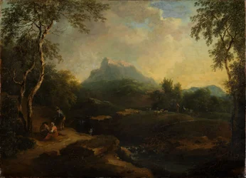 Paisaje montañoso con arroyo