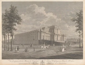 Welgelegen: Vista en perspectiva de la casa de campo llamada Welgelegen en Harlem Wood, perteneciente al Sr. Henry Hope de Amsterdam