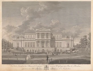 Welgelegen: Vista de la fachada de la casa de campo llamada Welgelegen en Harlem Wood, perteneciente al Sr. Henry Hope de Amsterdam