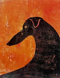 Silueta de un galgo naranja