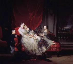 Retrato de la Gran Duquesa María Nikoláyevna con sus hijos, 1849