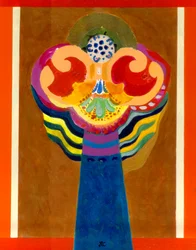 Arcángel, c. 2010 (acrílico sobre panel con pan de oro)
