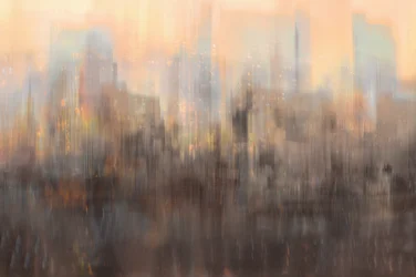 Paisaje urbano abstracto al atardecer