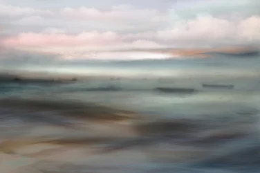 Paisaje marino en tonos pastel de ensueño