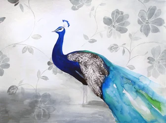 Elegante pavo real azul floral