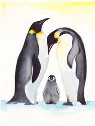 Retrato de familia de pingüinos