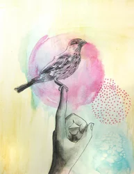 Posadero para dedos «Pájaro rosa»