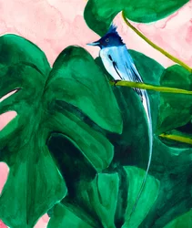 Hoja de monstera «Tropical Bird»