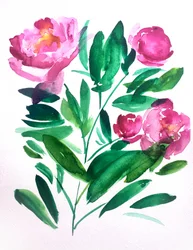 Flores en acuarela de colores vivos