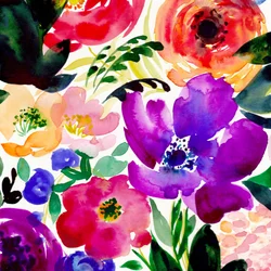 Flores en acuarela de colores vivos