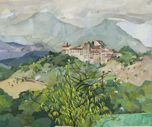 El restaurante de Amelia, 2013 (collage de papel pintado con acuarela)