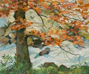 Árbol de otoño, 2016 (collage de papel pintado con acuarela)