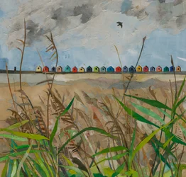 Beach Huts, 2023 (collage de papel pintado con acuarela)