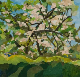 Cornerways Apple Tree, 2019 (collage de papel pintado con acuarela)