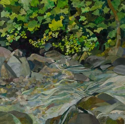Arroyo Honister, 2023 (collage de papel pintado con acuarela)