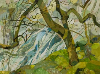 Honister Árbol de invierno, 2018 (collage de papel pintado con acuarela)