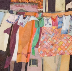 Venice Washing Chequered Quilt, 2016 (collage de papel pintado con acuarela)