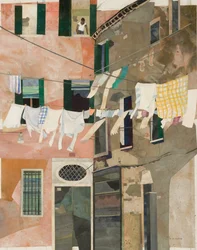 Venecia Lavado y hombre, 2013 (collage de papel pintado con acuarela)