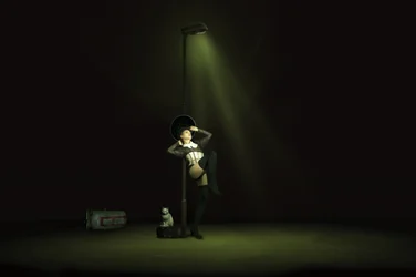 Escena callejera de cabaret