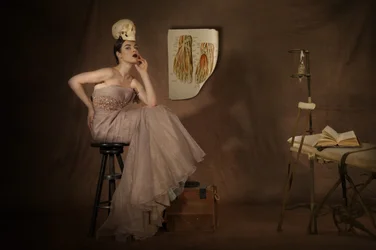 Elegante estudio de una calavera