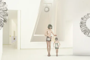 Figuras minimalistas y futuristas