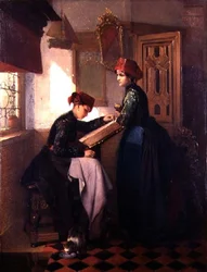 Chicas de Hindeloopen en un interior