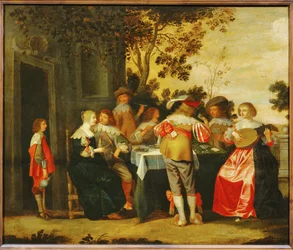 Le Jeu. Cena con músicos ... (pintura sobre lienzo)